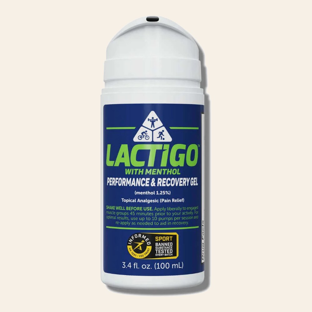 LactiGo with Menthol performance and recovery gel, 100 mL pump bottle